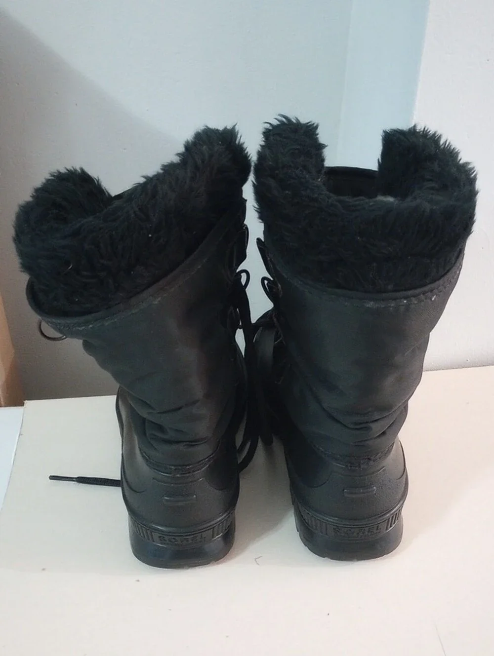 Sorel Kaufman Canada Vintage Black Winter Lace-Up Boots Size 7